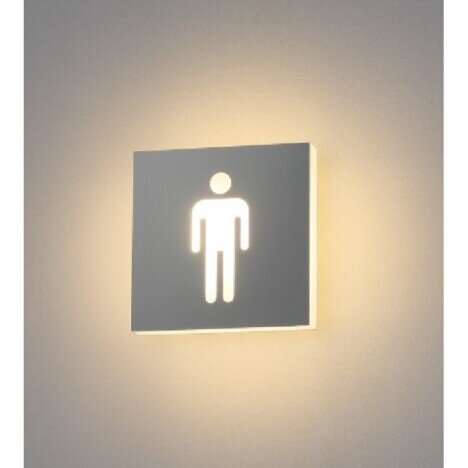 Semn de toaleta  cu LED patrat pentru barbati